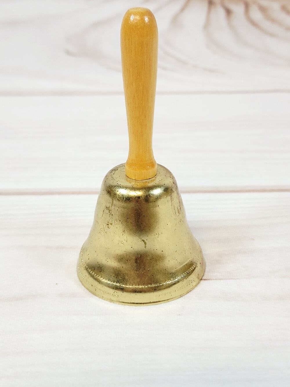 Vintage Collector Brass Bell Wood Handle